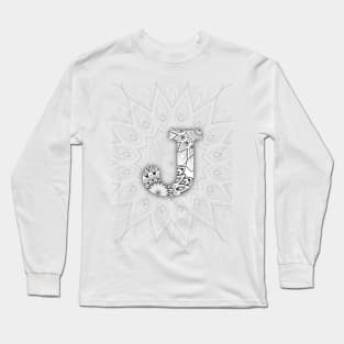 'J' Intricate Pattern Long Sleeve T-Shirt
